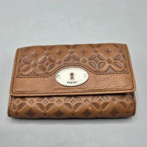 Fossil Brown Leather Embossed Trifold Wallet